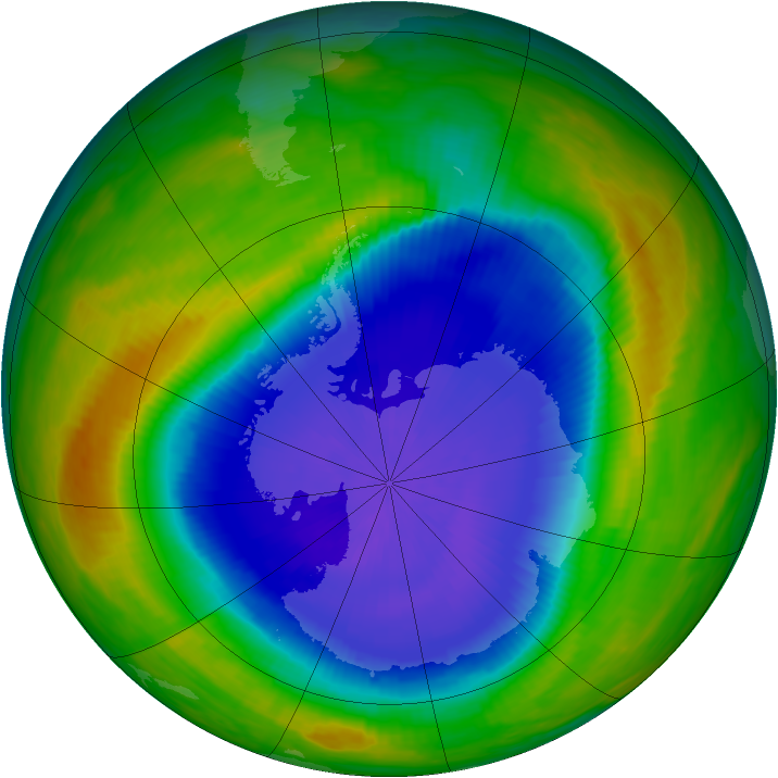 Antarctic ozone map for 27 October 1987